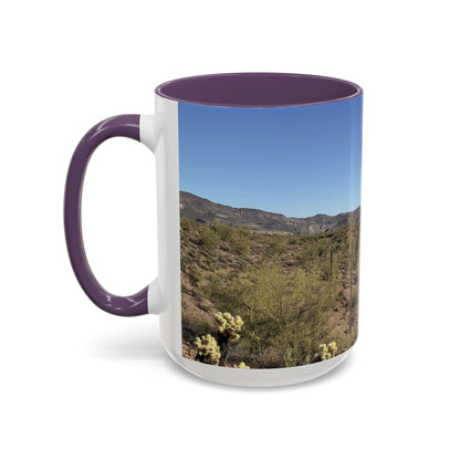 Desert Vista Accent Coffee Mug — Arizona Saguaro Landscape (11/15oz)