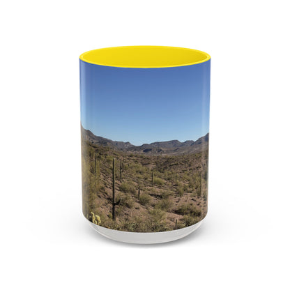 Desert Vista Accent Coffee Mug — Arizona Saguaro Landscape (11/15oz)
