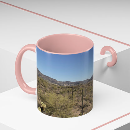 Desert Vista Accent Coffee Mug — Arizona Saguaro Landscape (11/15oz)