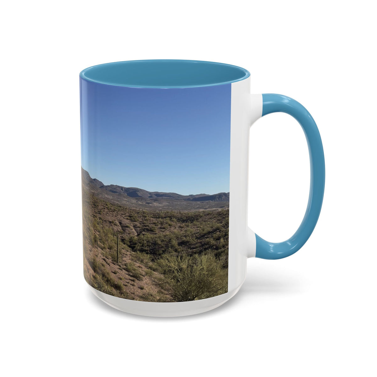 Desert Vista Accent Coffee Mug — Arizona Saguaro Landscape (11/15oz)