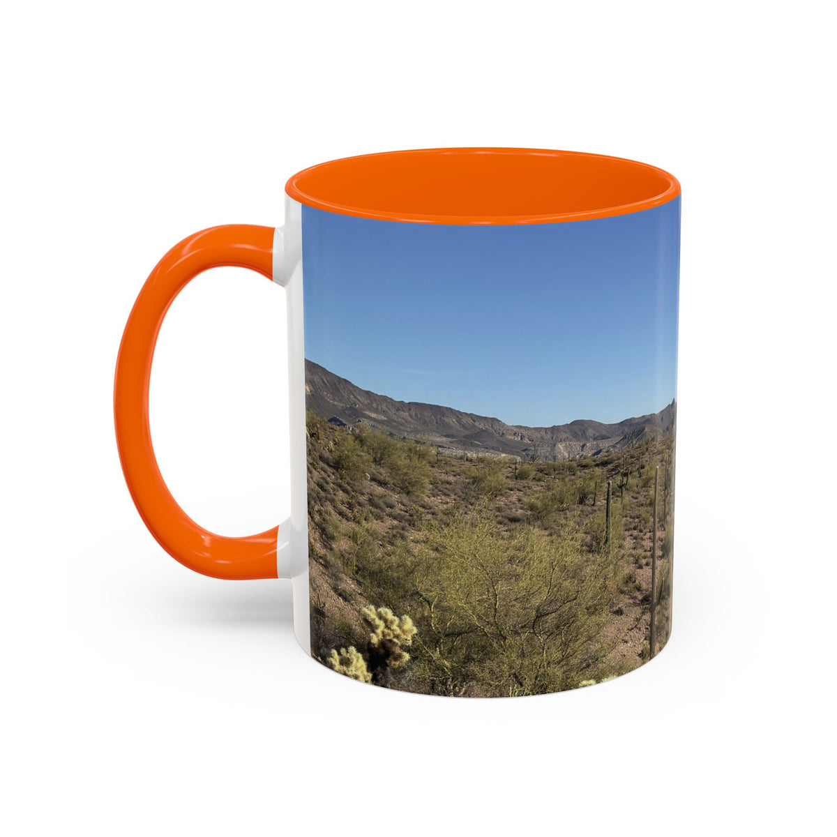 Desert Vista Accent Coffee Mug — Arizona Saguaro Landscape (11/15oz)