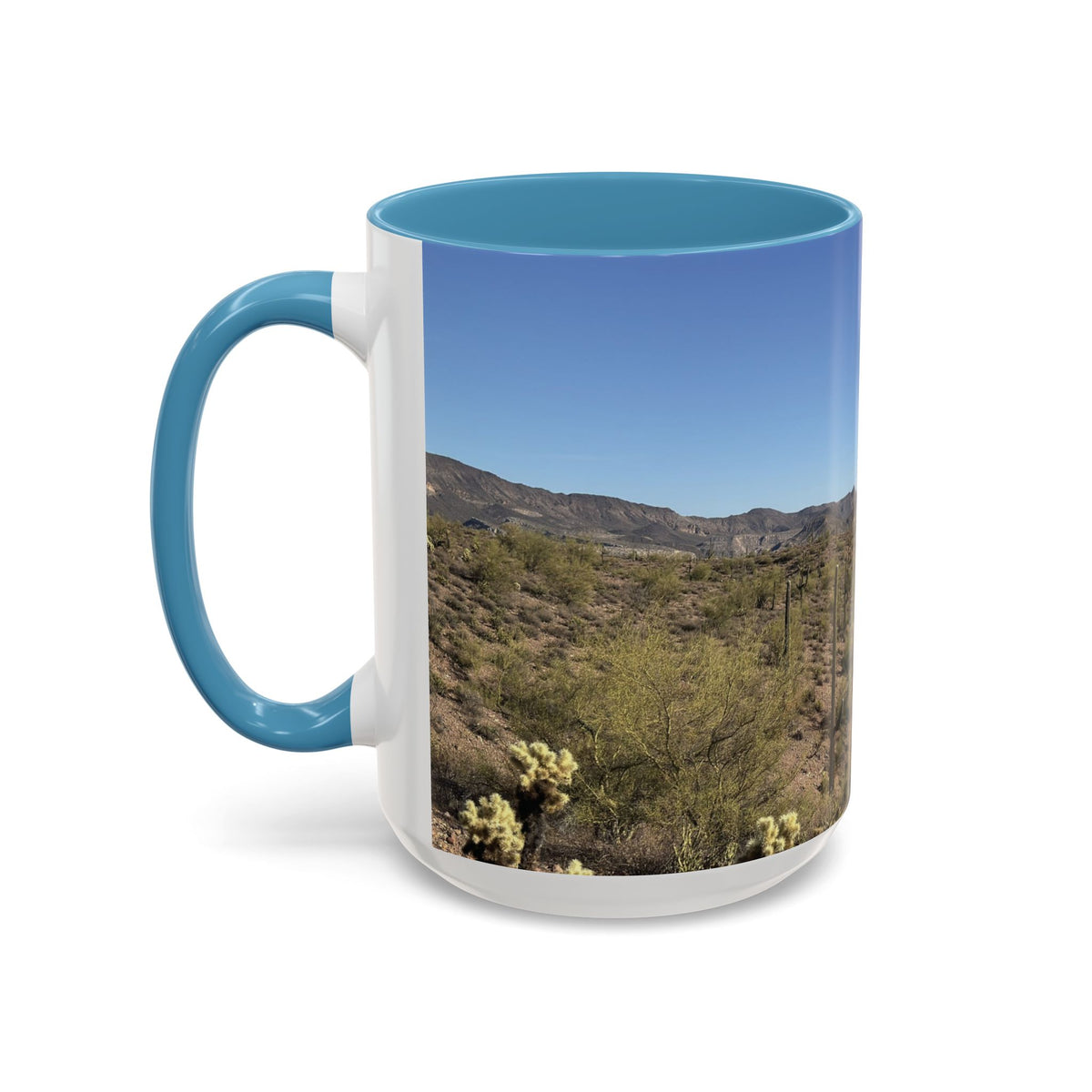Desert Vista Accent Coffee Mug — Arizona Saguaro Landscape (11/15oz)