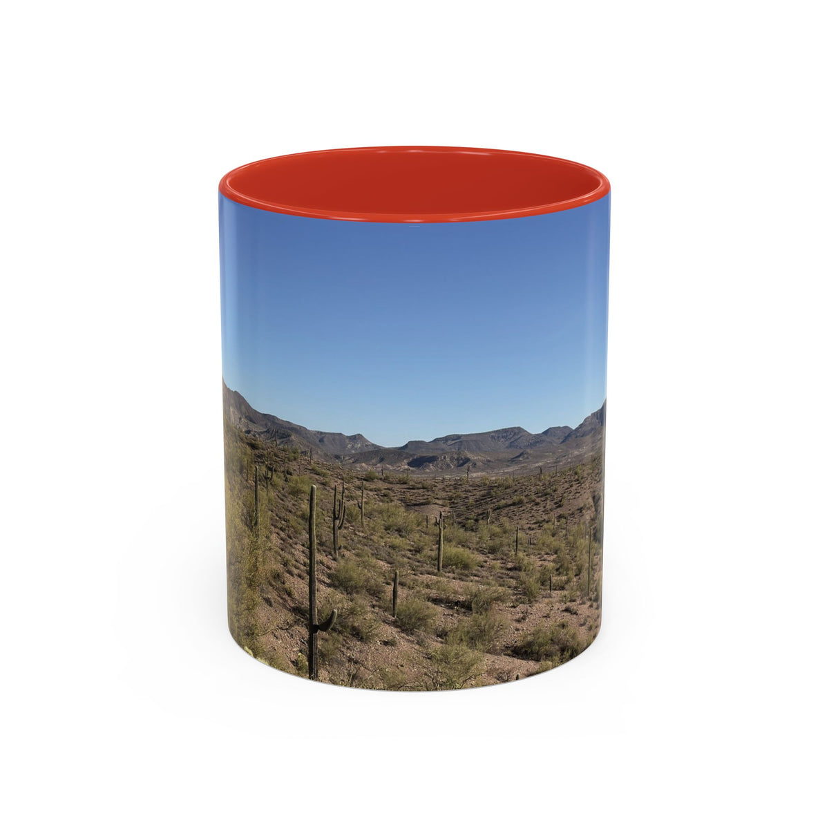 Desert Vista Accent Coffee Mug — Arizona Saguaro Landscape (11/15oz)