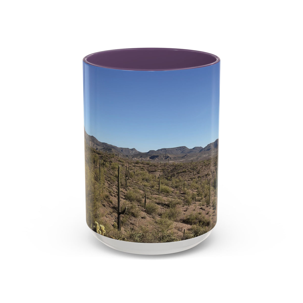Desert Vista Accent Coffee Mug — Arizona Saguaro Landscape (11/15oz)