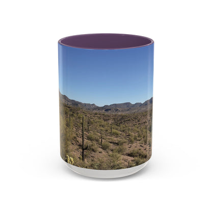 Desert Vista Accent Coffee Mug — Arizona Saguaro Landscape (11/15oz)