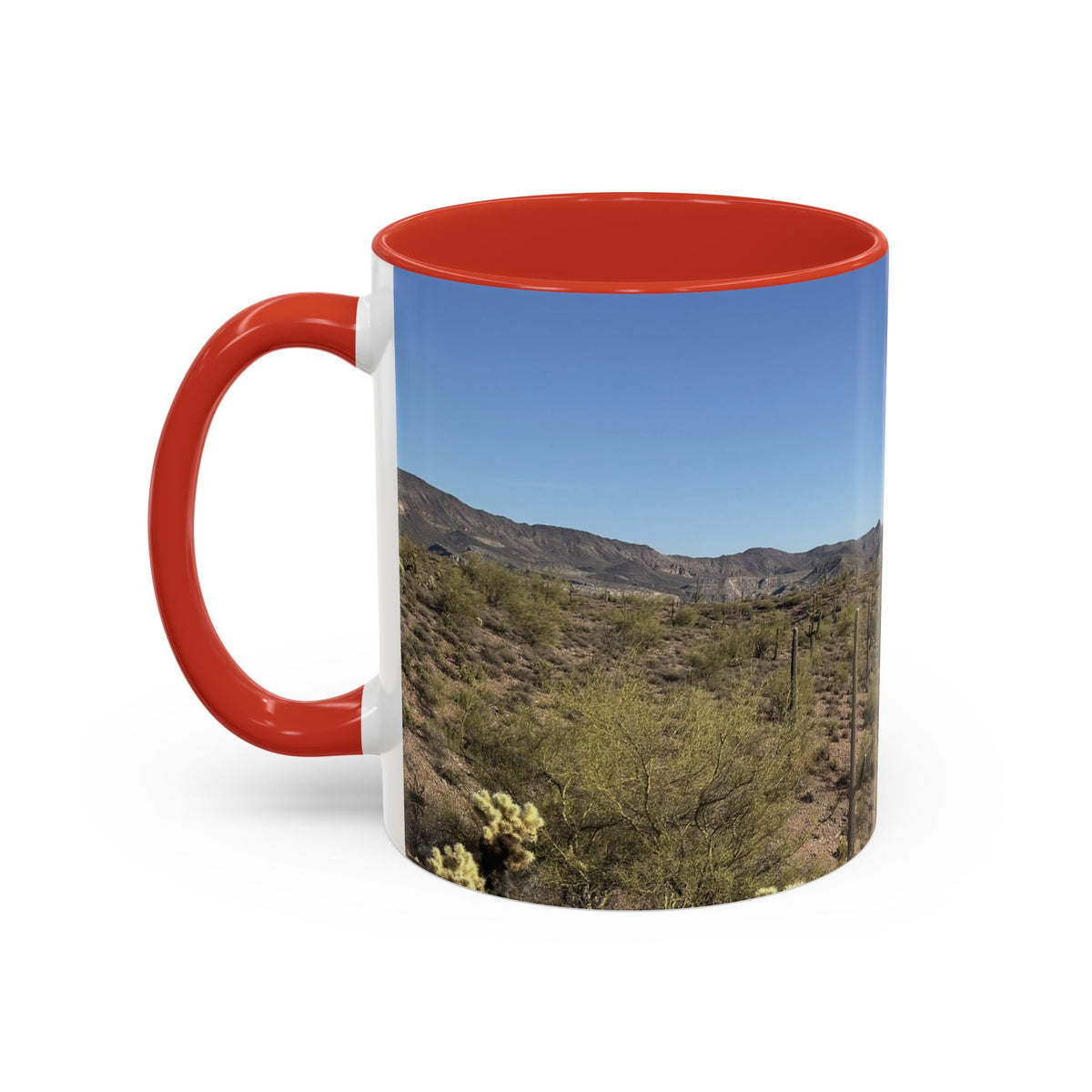 Desert Vista Accent Coffee Mug — Arizona Saguaro Landscape (11/15oz)