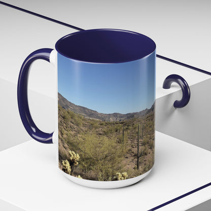 Desert Vista Accent Coffee Mug — Arizona Saguaro Landscape (11/15oz)