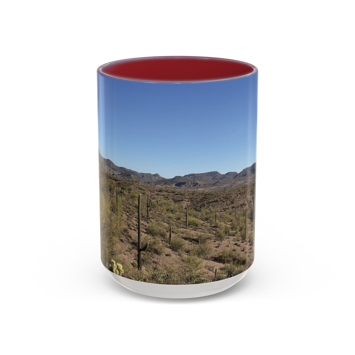 Desert Vista Accent Coffee Mug — Arizona Saguaro Landscape (11/15oz)