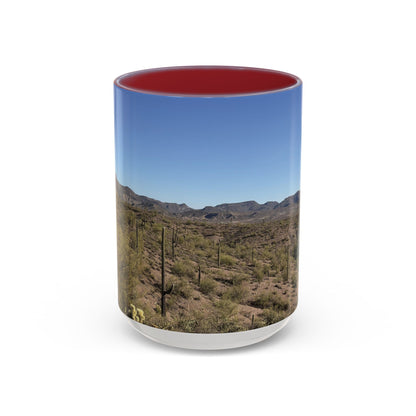 Desert Vista Accent Coffee Mug — Arizona Saguaro Landscape (11/15oz)