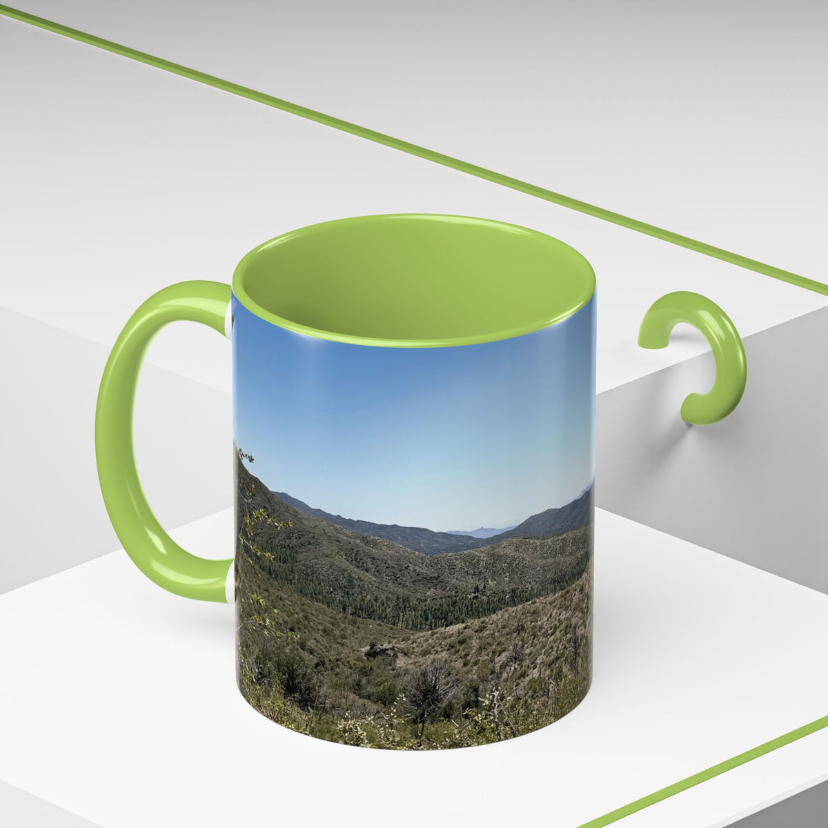 Mountain Vista Accent Coffee Mug — Scenic Desert Range (11/15 oz)