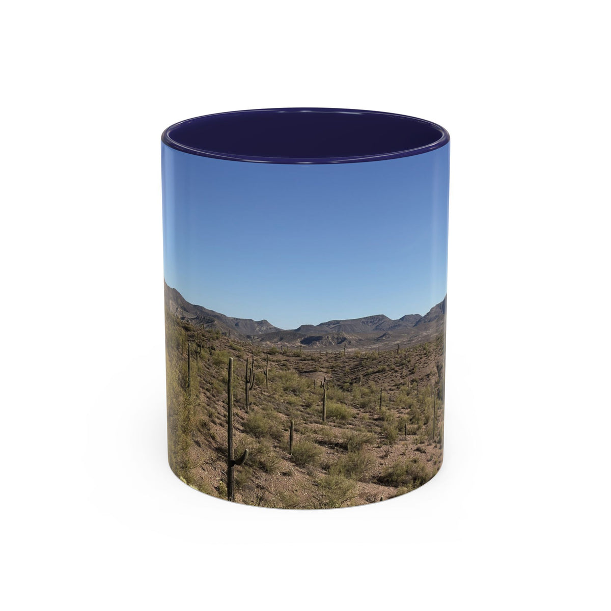 Desert Vista Accent Coffee Mug — Arizona Saguaro Landscape (11/15oz)