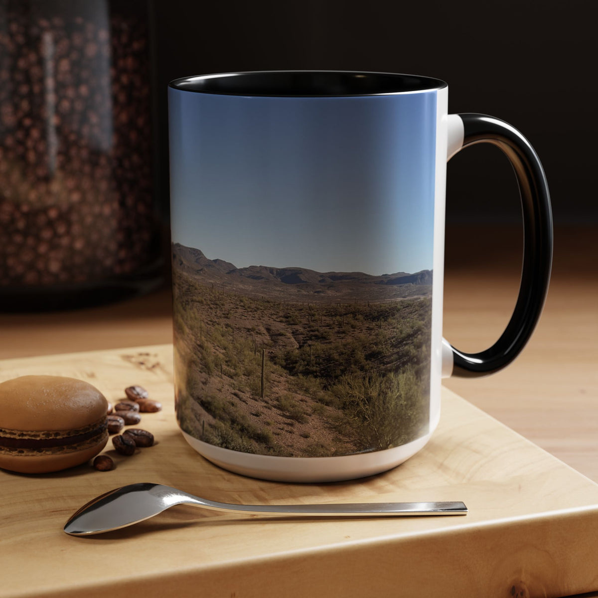 Desert Vista Accent Coffee Mug — Arizona Saguaro Landscape (11/15oz)