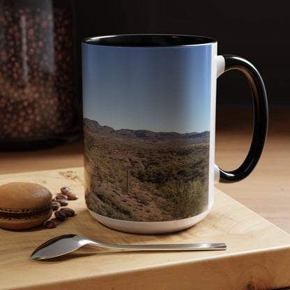 Desert Vista Accent Coffee Mug — Arizona Saguaro Landscape (11/15oz)