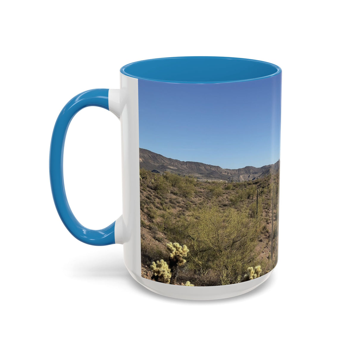 Desert Vista Accent Coffee Mug — Arizona Saguaro Landscape (11/15oz)