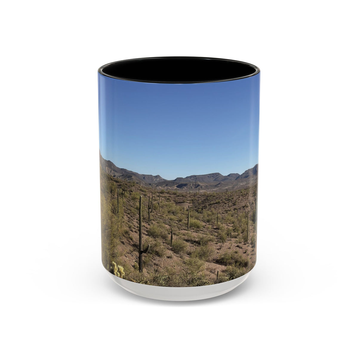 Desert Vista Accent Coffee Mug — Arizona Saguaro Landscape (11/15oz)