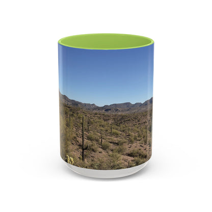 Desert Vista Accent Coffee Mug — Arizona Saguaro Landscape (11/15oz)