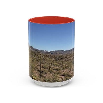 Desert Vista Accent Coffee Mug — Arizona Saguaro Landscape (11/15oz)