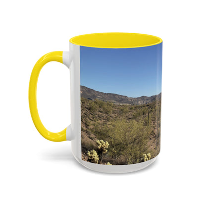 Desert Vista Accent Coffee Mug — Arizona Saguaro Landscape (11/15oz)