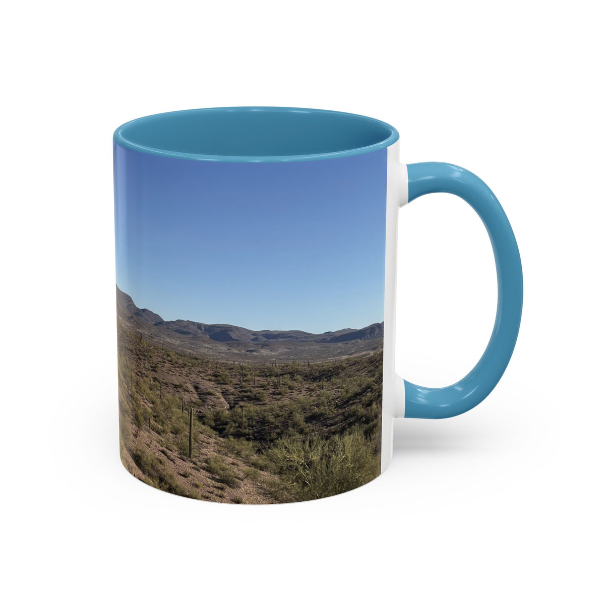 Desert Vista Accent Coffee Mug — Arizona Saguaro Landscape (11/15oz)