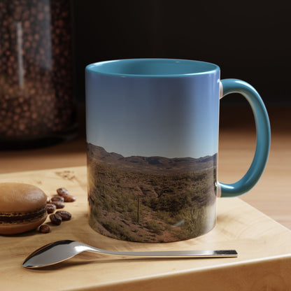 Desert Vista Accent Coffee Mug — Arizona Saguaro Landscape (11/15oz)