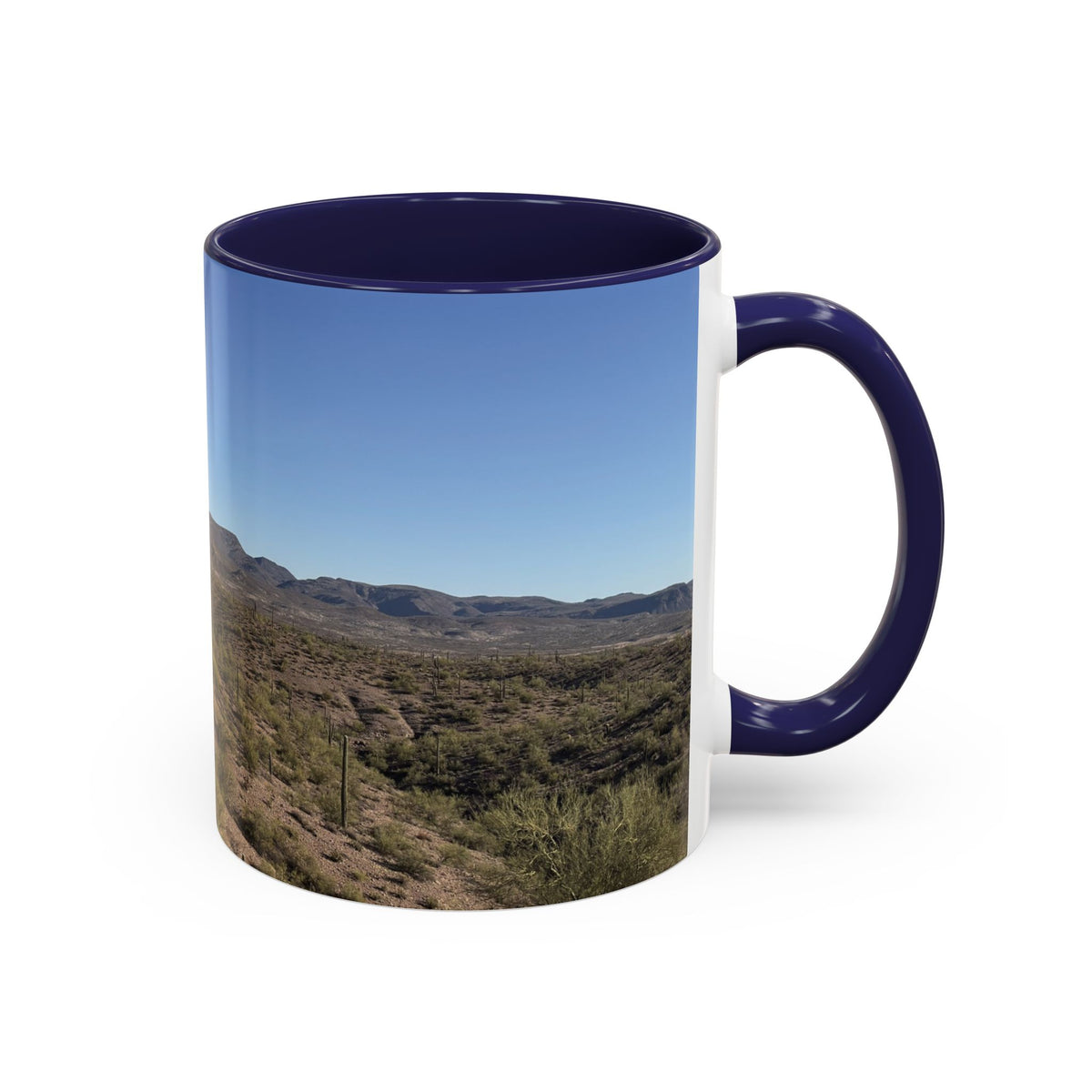 Desert Vista Accent Coffee Mug — Arizona Saguaro Landscape (11/15oz)