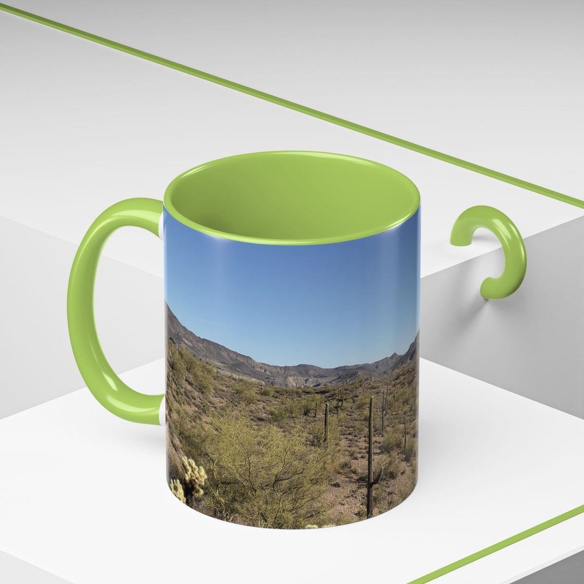 Desert Vista Accent Coffee Mug — Arizona Saguaro Landscape (11/15oz)