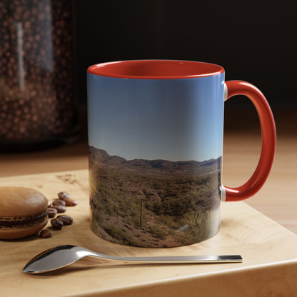 Desert Vista Accent Coffee Mug — Arizona Saguaro Landscape (11/15oz)