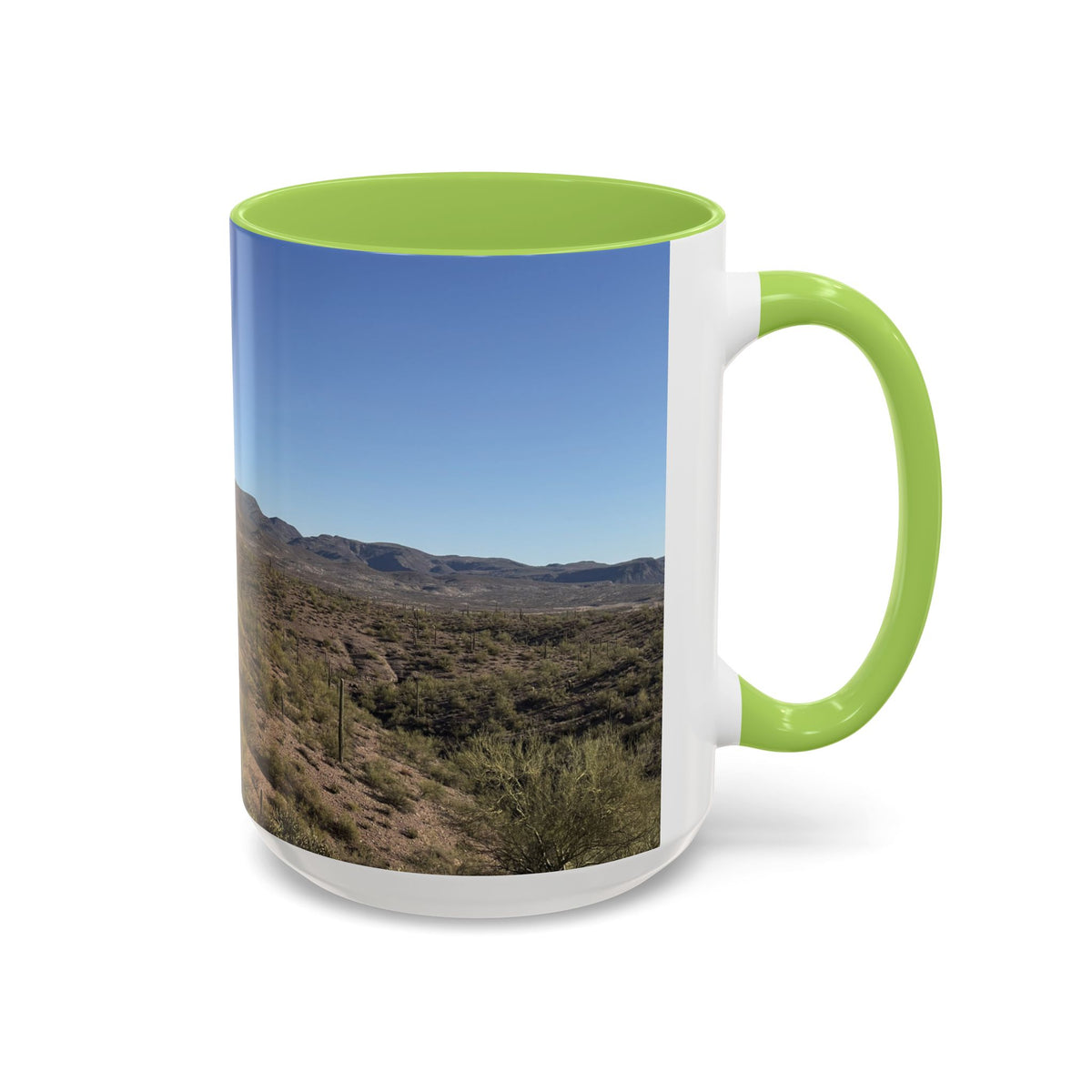 Desert Vista Accent Coffee Mug — Arizona Saguaro Landscape (11/15oz)