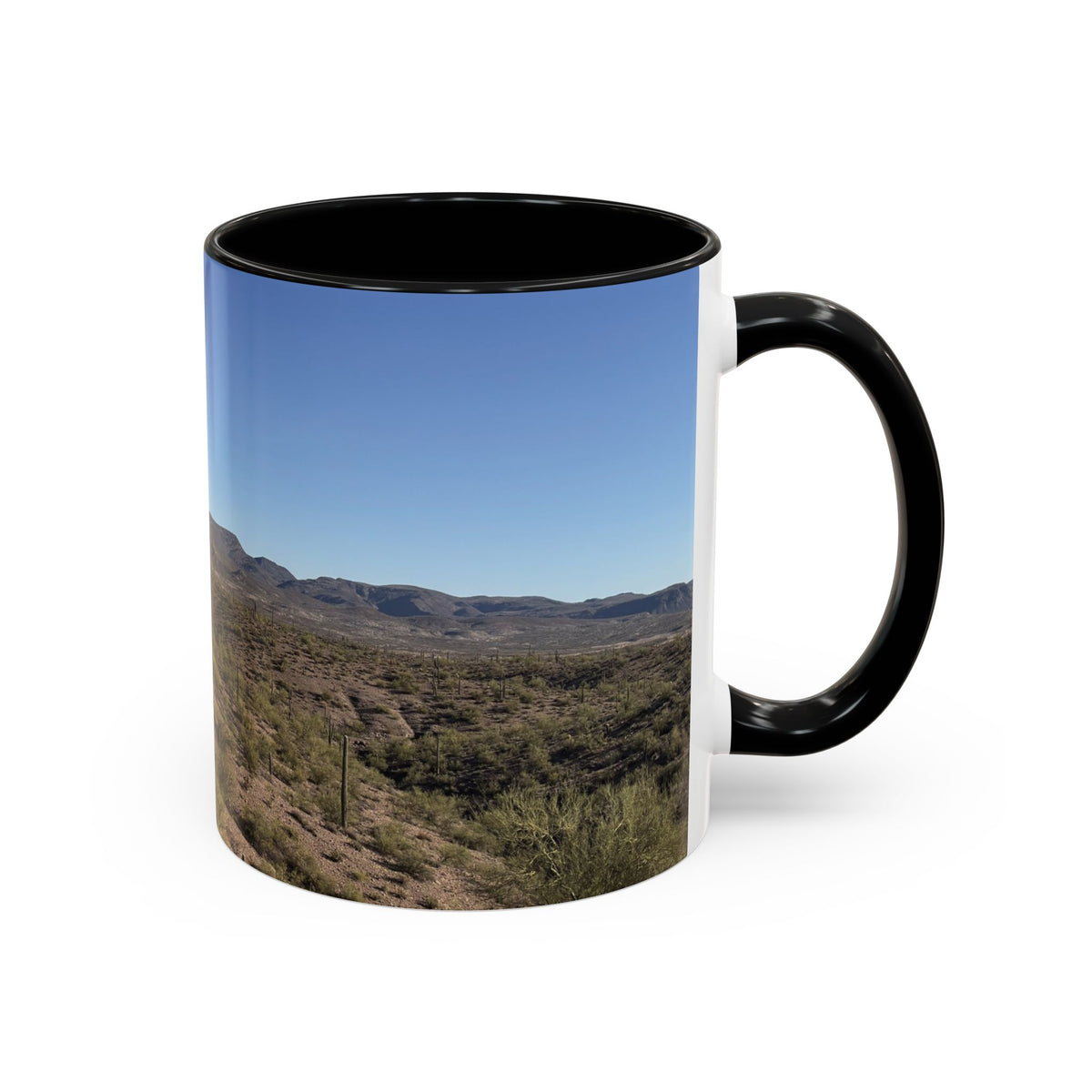 Desert Vista Accent Coffee Mug — Arizona Saguaro Landscape (11/15oz)