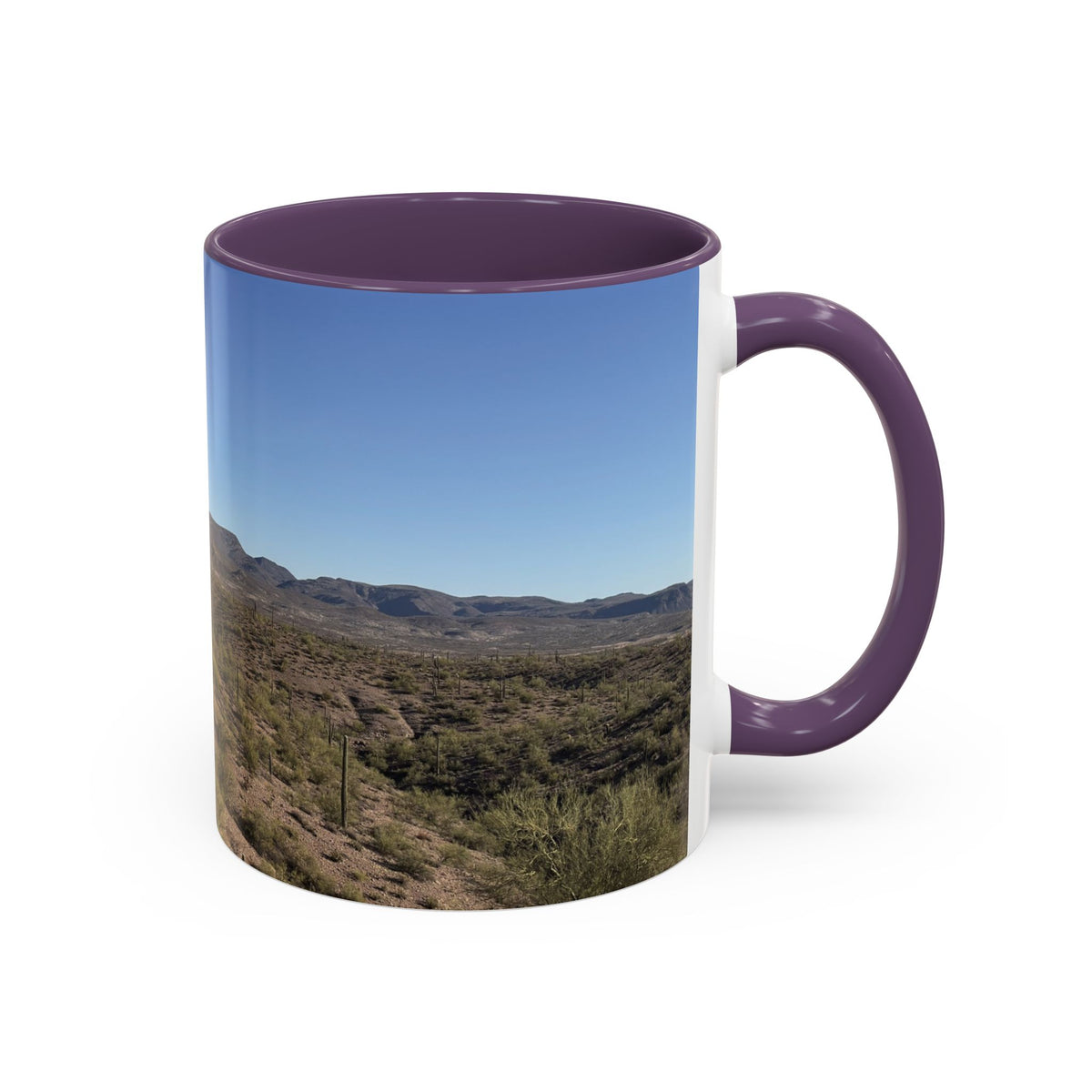 Desert Vista Accent Coffee Mug — Arizona Saguaro Landscape (11/15oz)