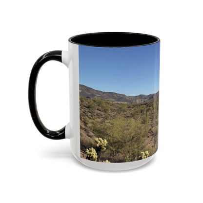 Desert Vista Accent Coffee Mug — Arizona Saguaro Landscape (11/15oz)