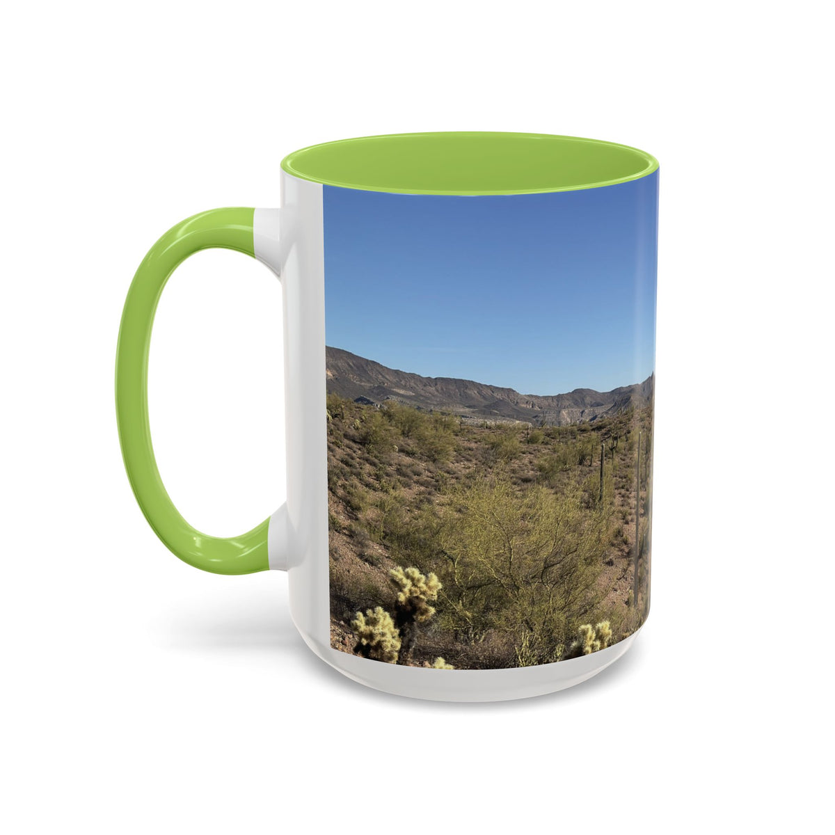 Desert Vista Accent Coffee Mug — Arizona Saguaro Landscape (11/15oz)