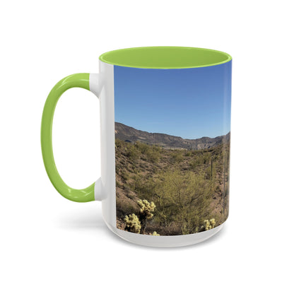 Desert Vista Accent Coffee Mug — Arizona Saguaro Landscape (11/15oz)