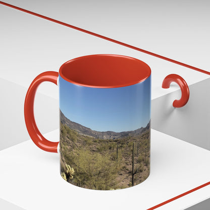 Desert Vista Accent Coffee Mug — Arizona Saguaro Landscape (11/15oz)