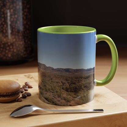 Desert Vista Accent Coffee Mug — Arizona Saguaro Landscape (11/15oz)
