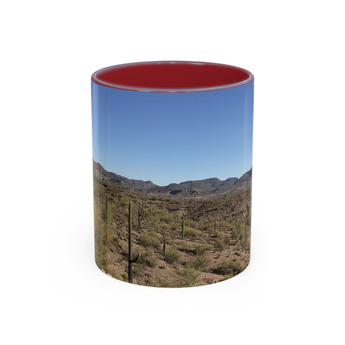Desert Vista Accent Coffee Mug — Arizona Saguaro Landscape (11/15oz)