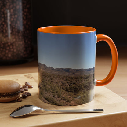Desert Vista Accent Coffee Mug — Arizona Saguaro Landscape (11/15oz)