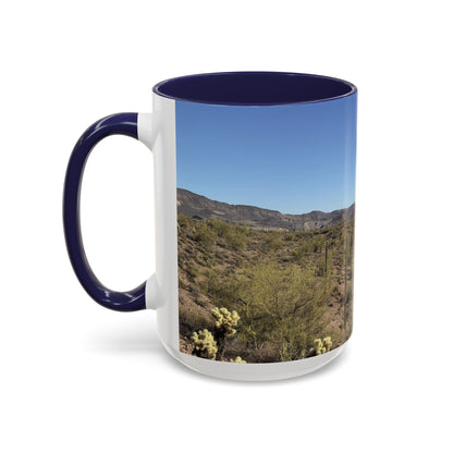 Desert Vista Accent Coffee Mug — Arizona Saguaro Landscape (11/15oz)