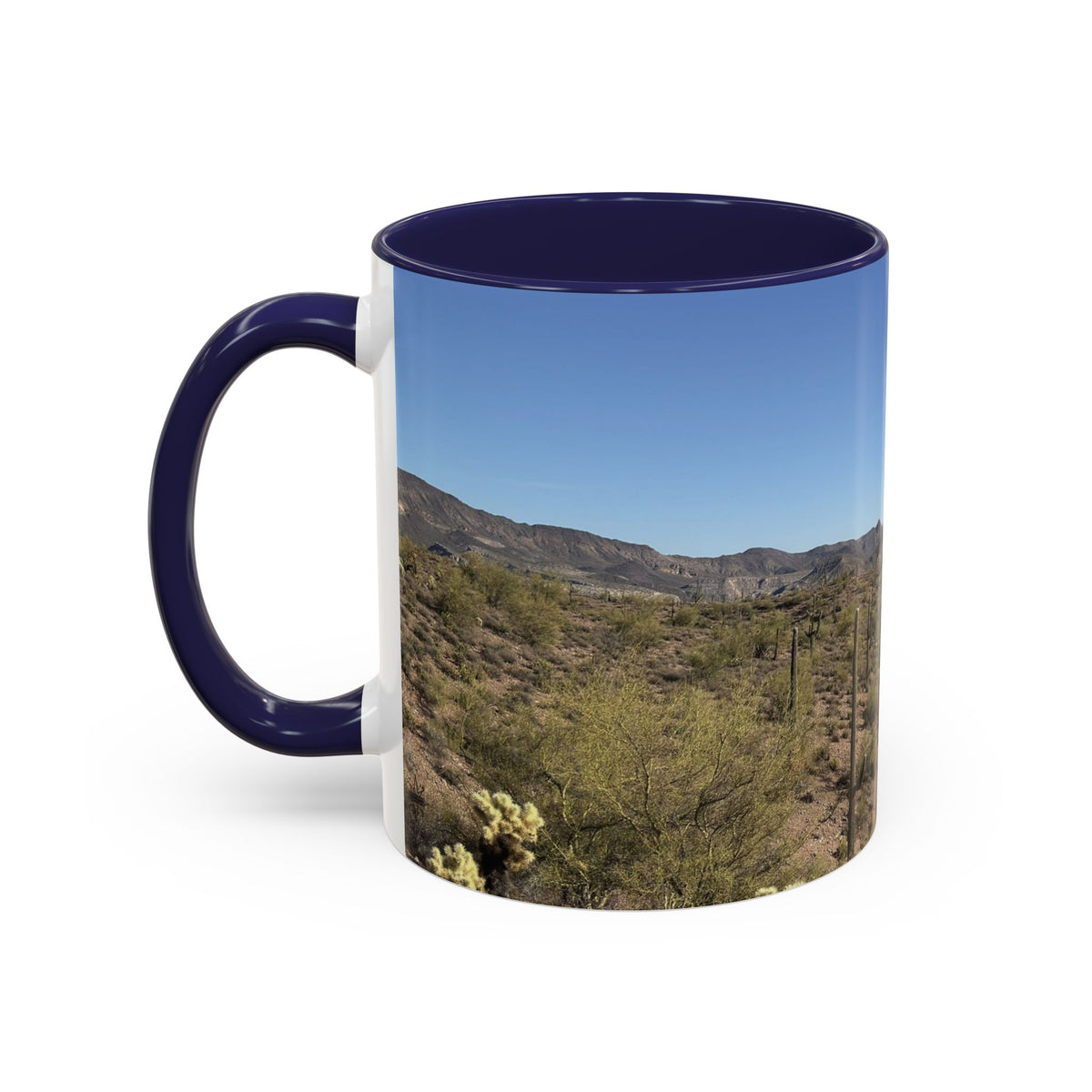 Desert Vista Accent Coffee Mug — Arizona Saguaro Landscape (11/15oz)
