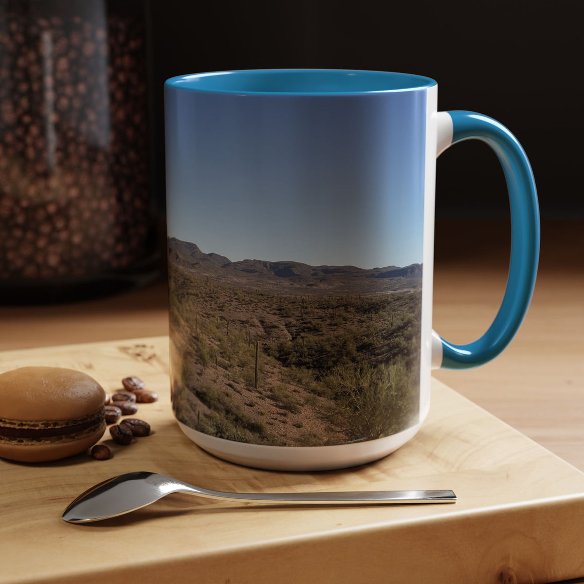 Desert Vista Accent Coffee Mug — Arizona Saguaro Landscape (11/15oz)