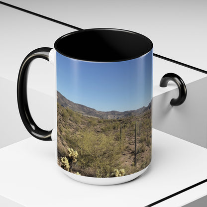 Desert Vista Accent Coffee Mug — Arizona Saguaro Landscape (11/15oz)