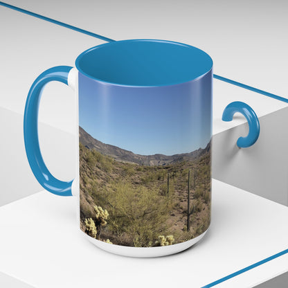 Desert Vista Accent Coffee Mug — Arizona Saguaro Landscape (11/15oz)