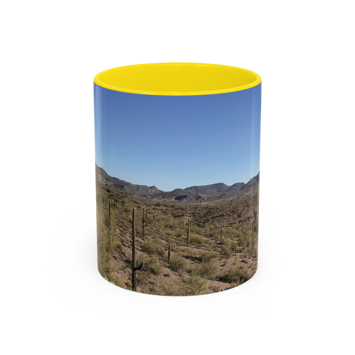 Desert Vista Accent Coffee Mug — Arizona Saguaro Landscape (11/15oz)