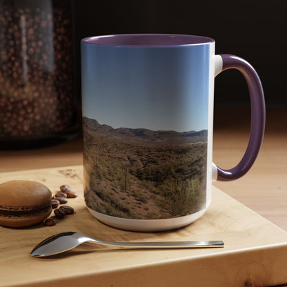 Desert Vista Accent Coffee Mug — Arizona Saguaro Landscape (11/15oz)