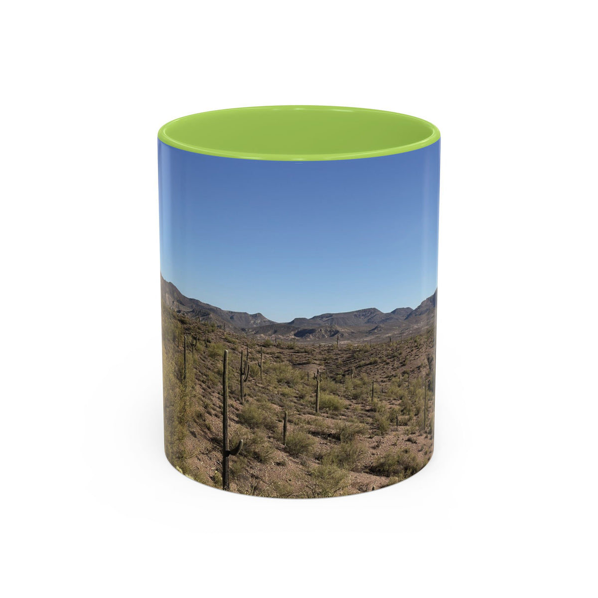 Desert Vista Accent Coffee Mug — Arizona Saguaro Landscape (11/15oz)
