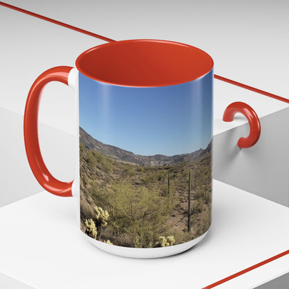 Desert Vista Accent Coffee Mug — Arizona Saguaro Landscape (11/15oz)