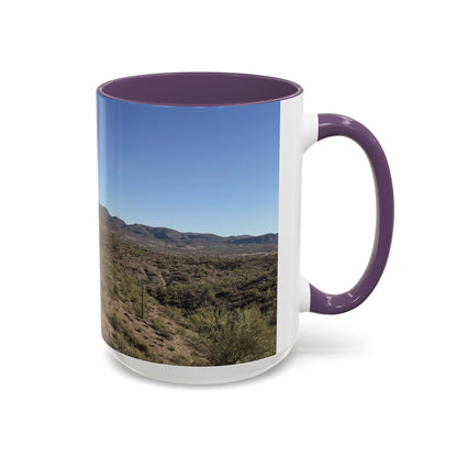 Desert Vista Accent Coffee Mug — Arizona Saguaro Landscape (11/15oz)