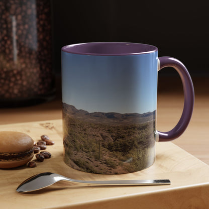 Desert Vista Accent Coffee Mug — Arizona Saguaro Landscape (11/15oz)