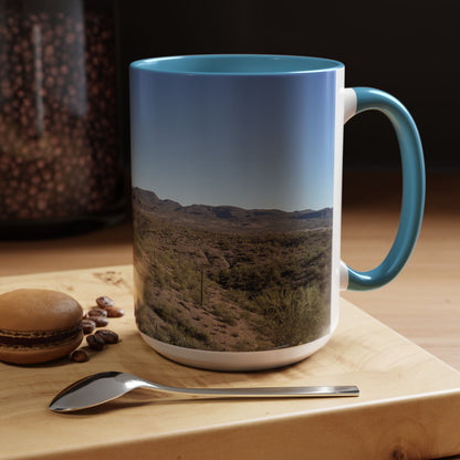 Desert Vista Accent Coffee Mug — Arizona Saguaro Landscape (11/15oz)