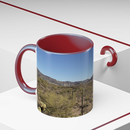 Desert Vista Accent Coffee Mug — Arizona Saguaro Landscape (11/15oz)